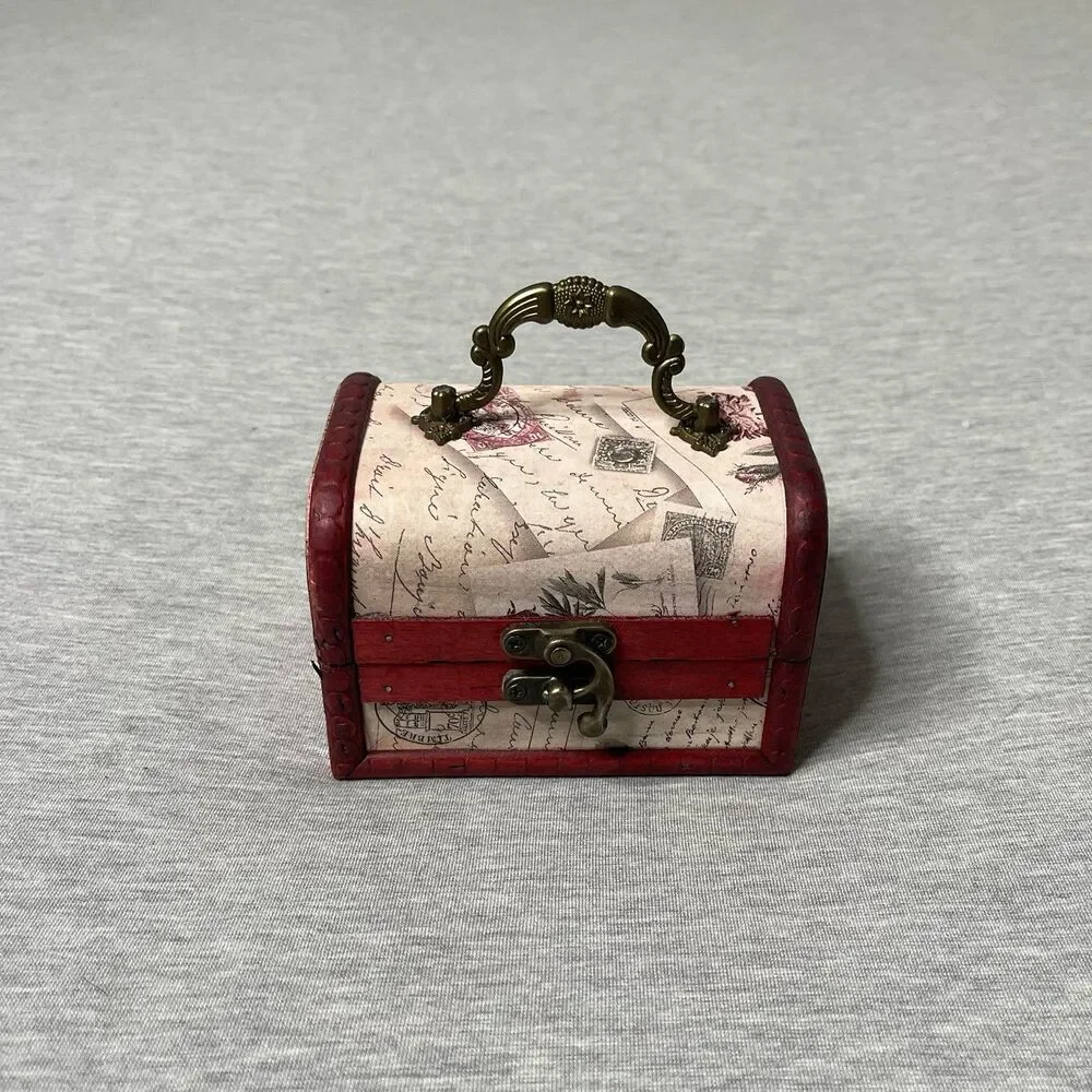 Handmade Retro European Vintage Wooden Decorative Trinket Jewelry Treasure Box